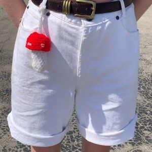 Skoozi White Vintage High-waisted Denim Shorts